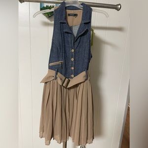 Theme Denim with Sheer Tan Dress